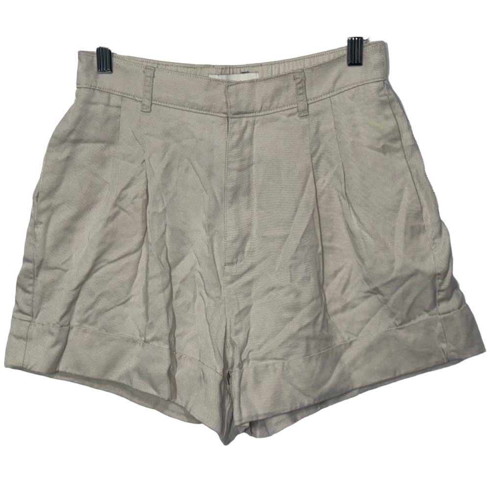 Abercrombie & Fitch Tan Lyocell Pleated High Rise High Waisted Shorts Size Small